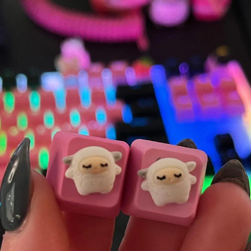 Cute Pink Sheep Artisan Keycap, for OEM Mechanical Keyboard